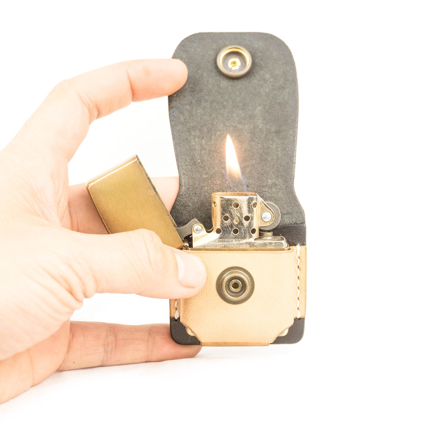 ÉTUI EN CUIR SYH ZIPPO NOIR NATUREL