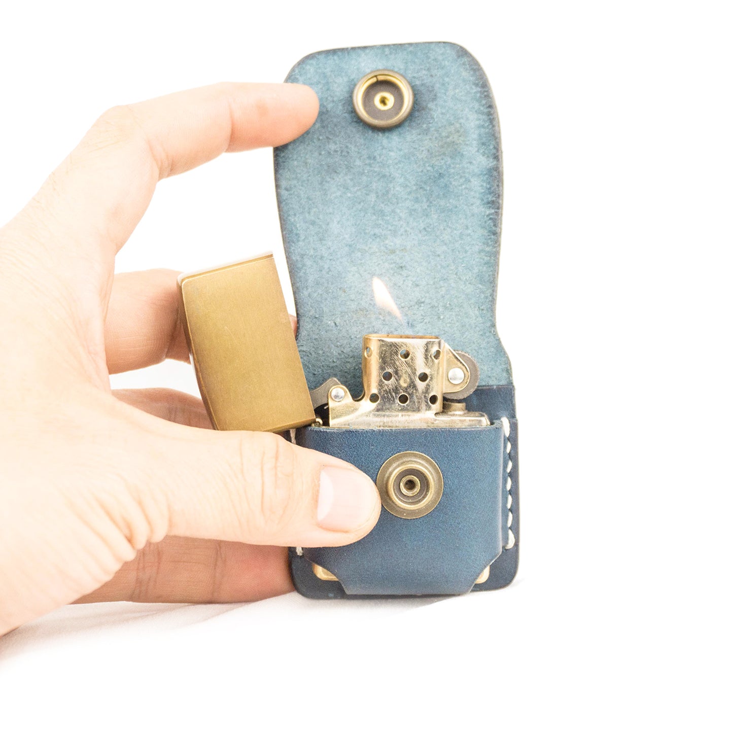 ÉTUI EN CUIR SYH ZIPPO BLEU